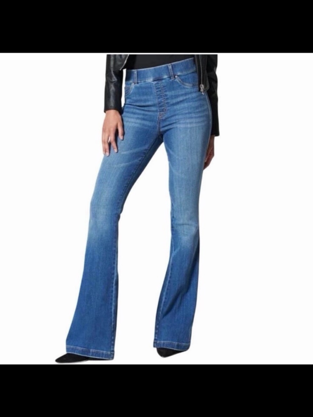 Spanx Flare Jeans M Medium  High Rise Pull On Stretch Denim 20456T